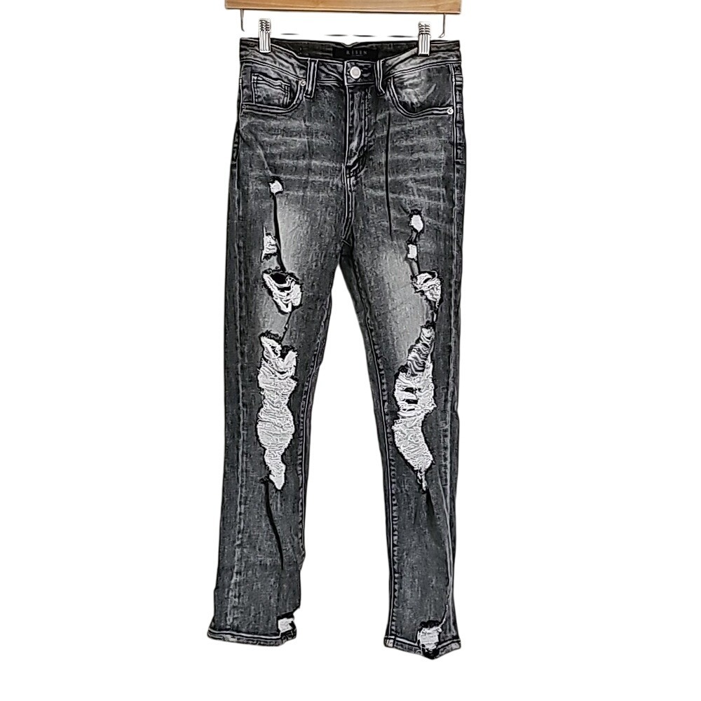 Skinny Jeans‎ Distressed Risen Gray/Black Denim Size 5 EUC